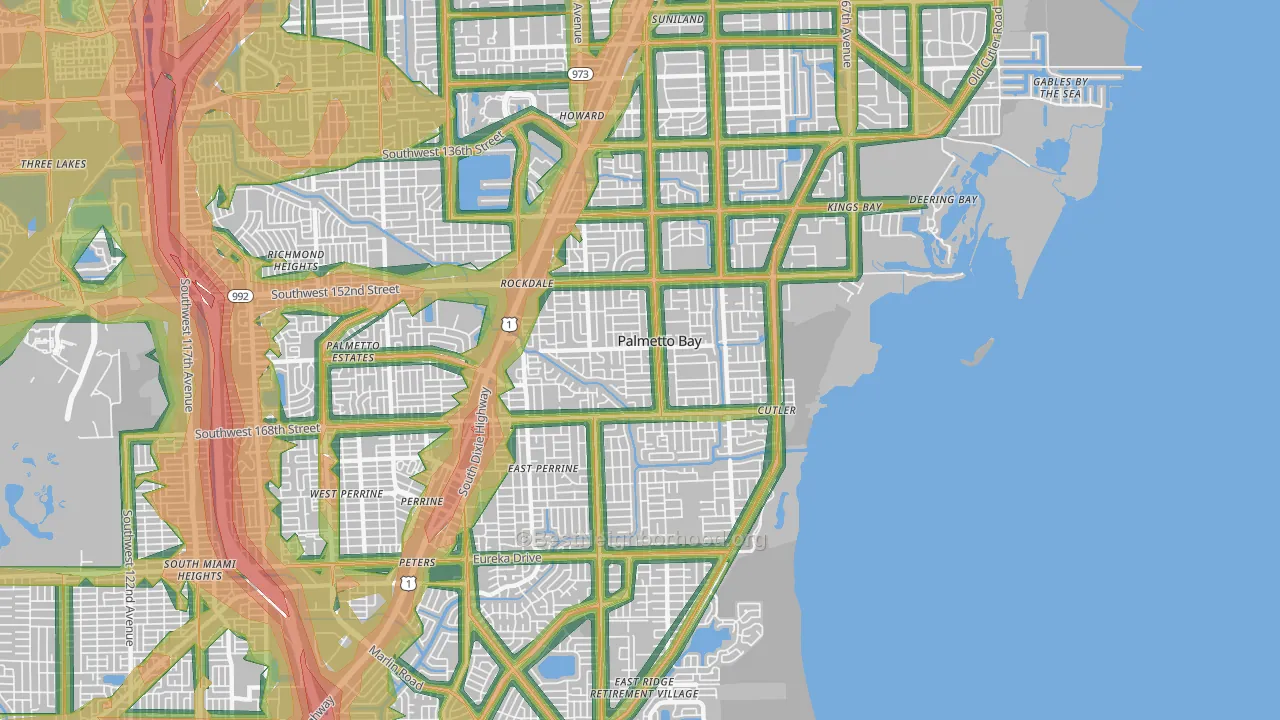 Palmetto Bay, FL Map of Noise Levels in Palmetto Bay
