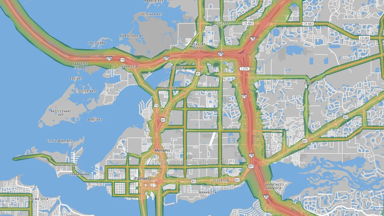 Palmetto, FL Map of Noise Levels in Palmetto