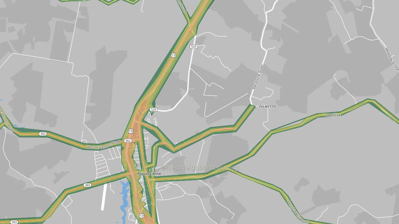 Palmetto, MD Map of Noise Levels in Palmetto
