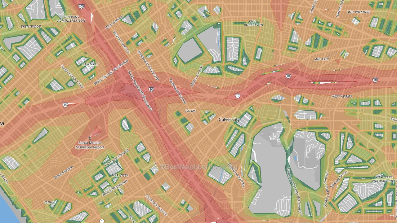 Palms, Los Angeles, CA Map of Noise Levels in Palms