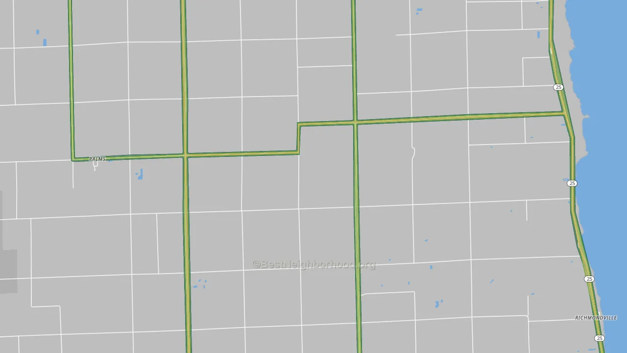 Palms, MI Map of Noise Levels in Palms