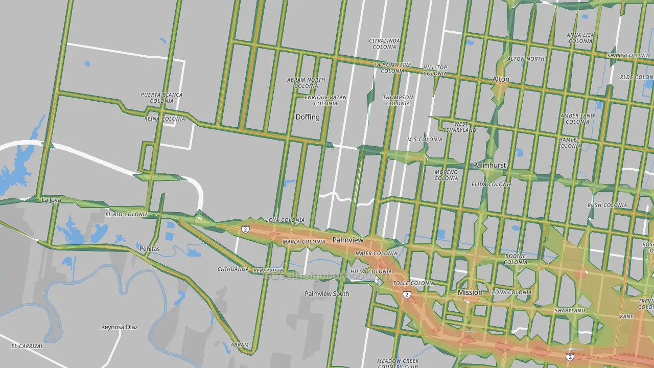 Palmview, TX Map of Noise Levels in Palmview