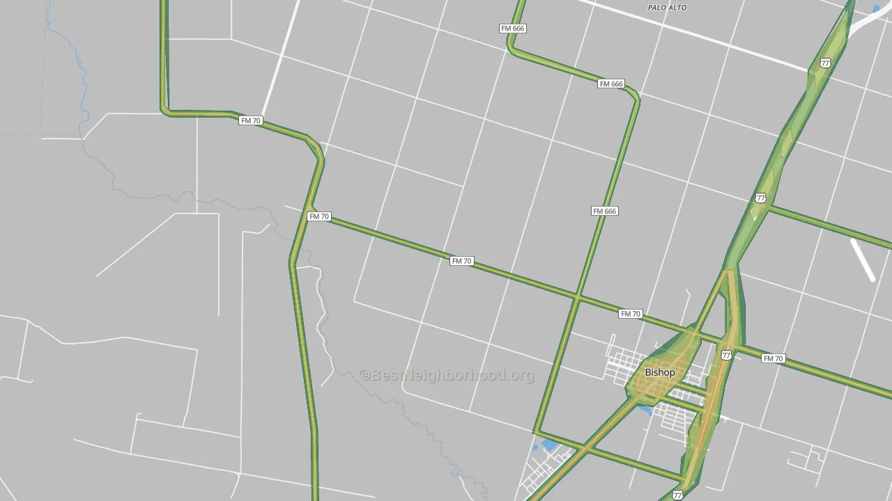 Palo Alto, TX Map of Noise Levels in Palo Alto