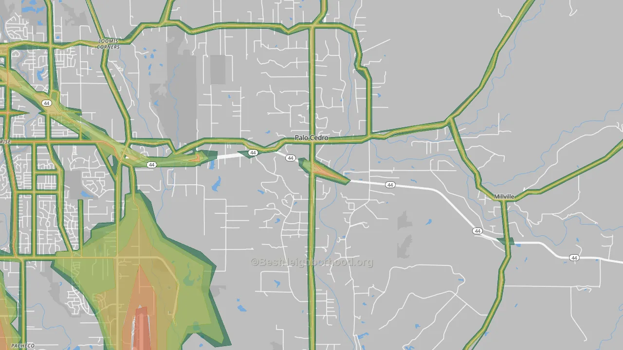 Palo Cedro, CA Map of Noise Levels in Palo Cedro