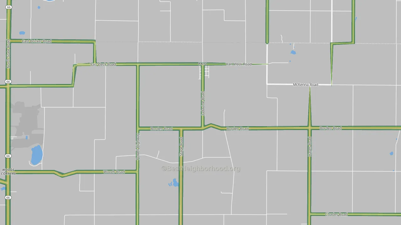 Palo, MI Map of Noise Levels in Palo