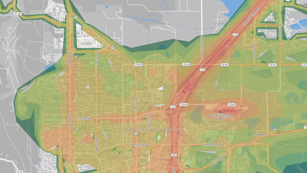 Palo Park, Boulder, CO Map of Noise Levels in Palo Park