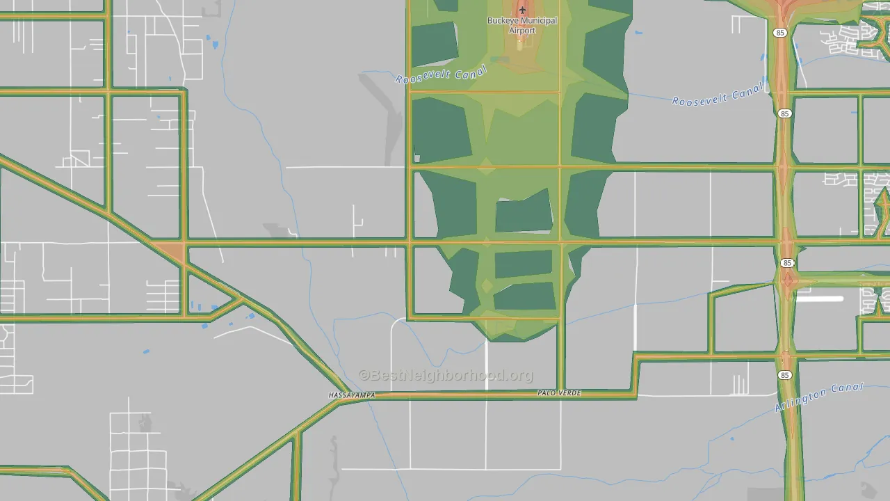 Palo Verde, AZ Map of Noise Levels in Palo Verde