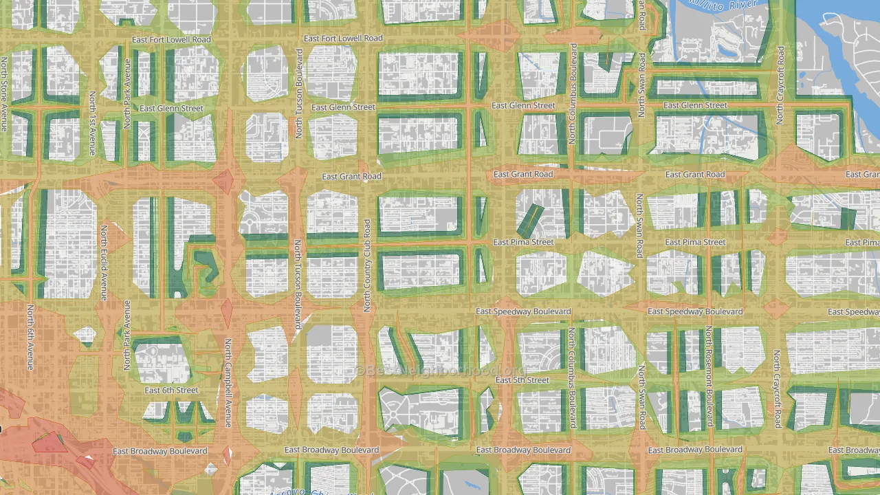 Palo Verde, Tucson, AZ Map of Noise Levels in Palo Verde