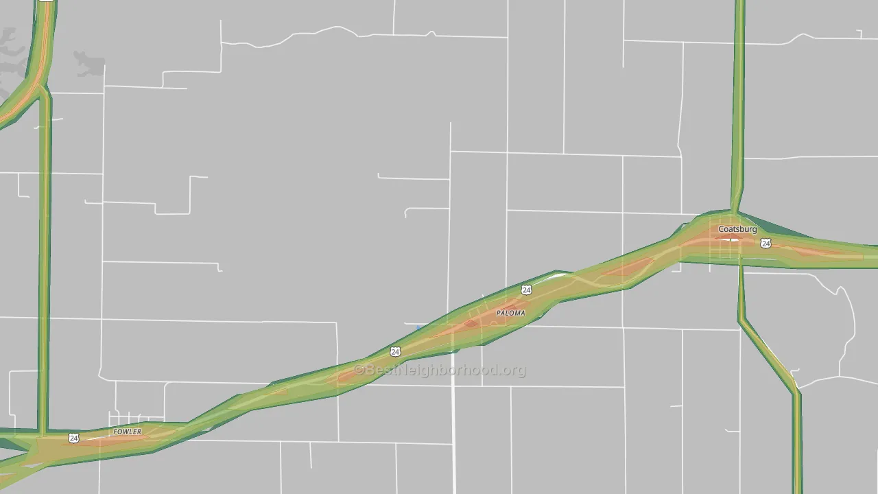 Paloma, IL Map of Noise Levels in Paloma