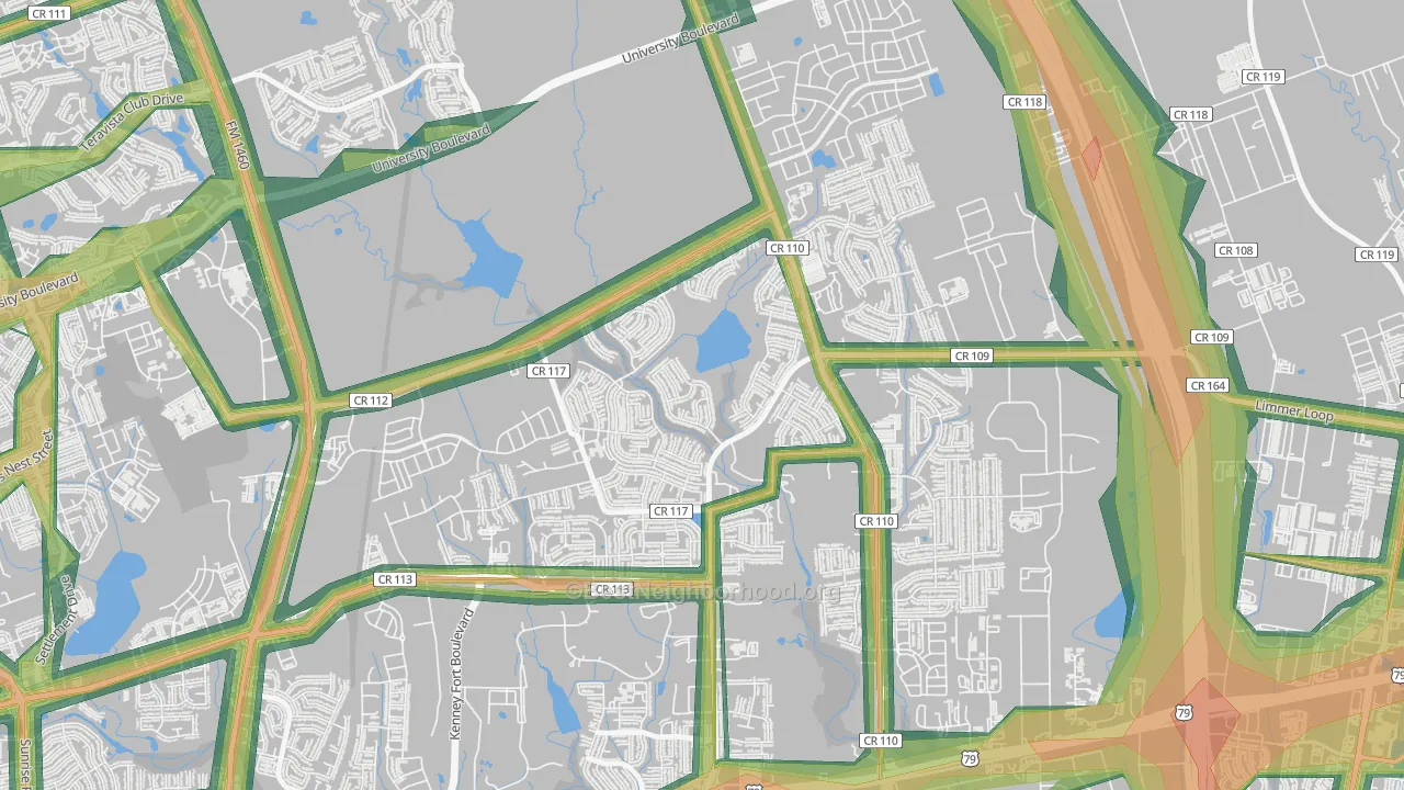 Paloma Lake, Round Rock, TX Map of Noise Levels in Paloma Lake