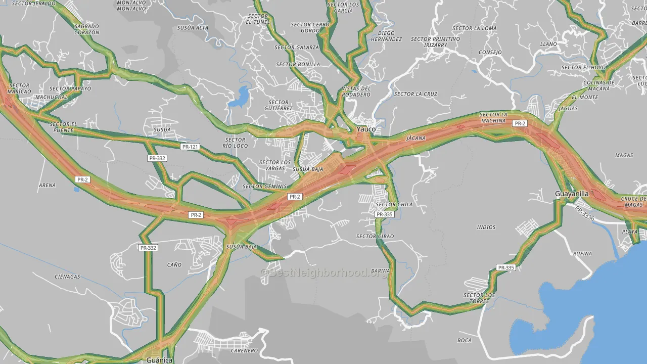 Palomas, PR Map of Noise Levels in Palomas