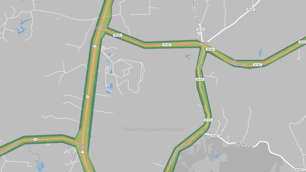 Pampa, VA Map of Noise Levels in Pampa