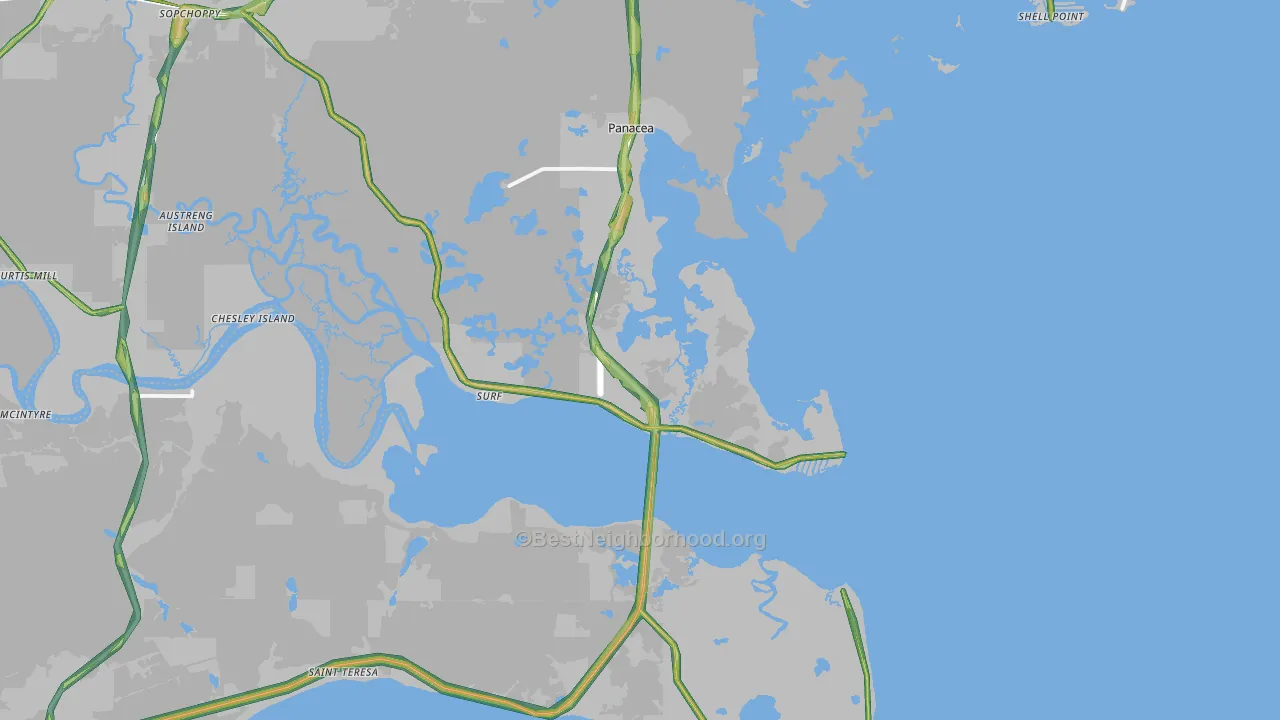 Panacea, FL Map of Noise Levels in Panacea