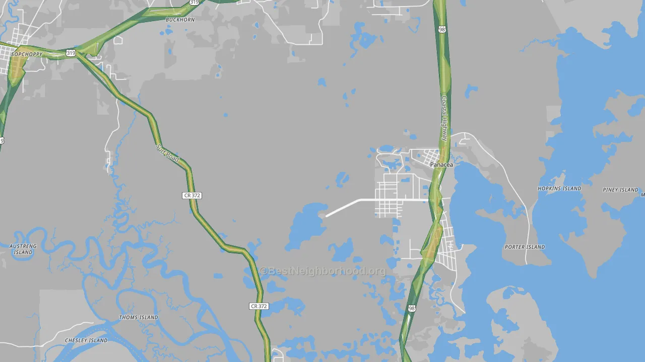 Panacea Park, FL Map of Noise Levels in Panacea Park