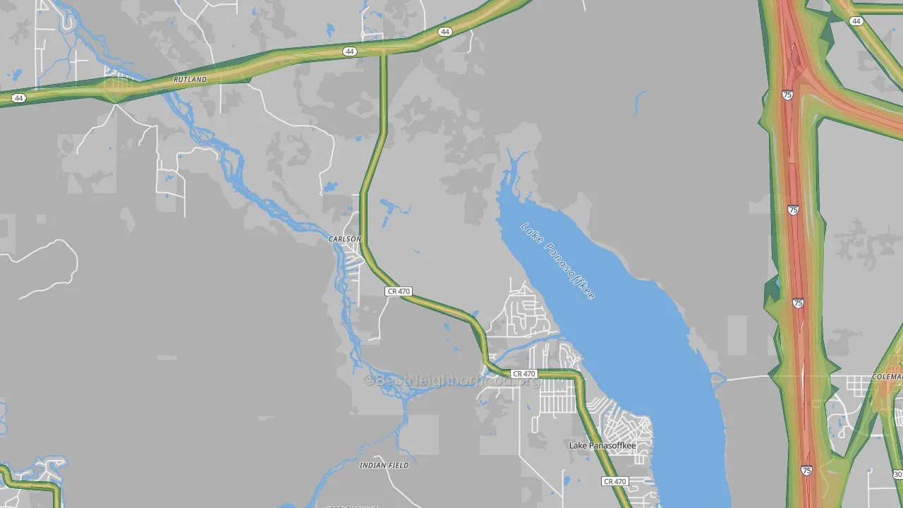 Panacoochee Retreats, FL Map of Noise Levels in Panacoochee Retreats