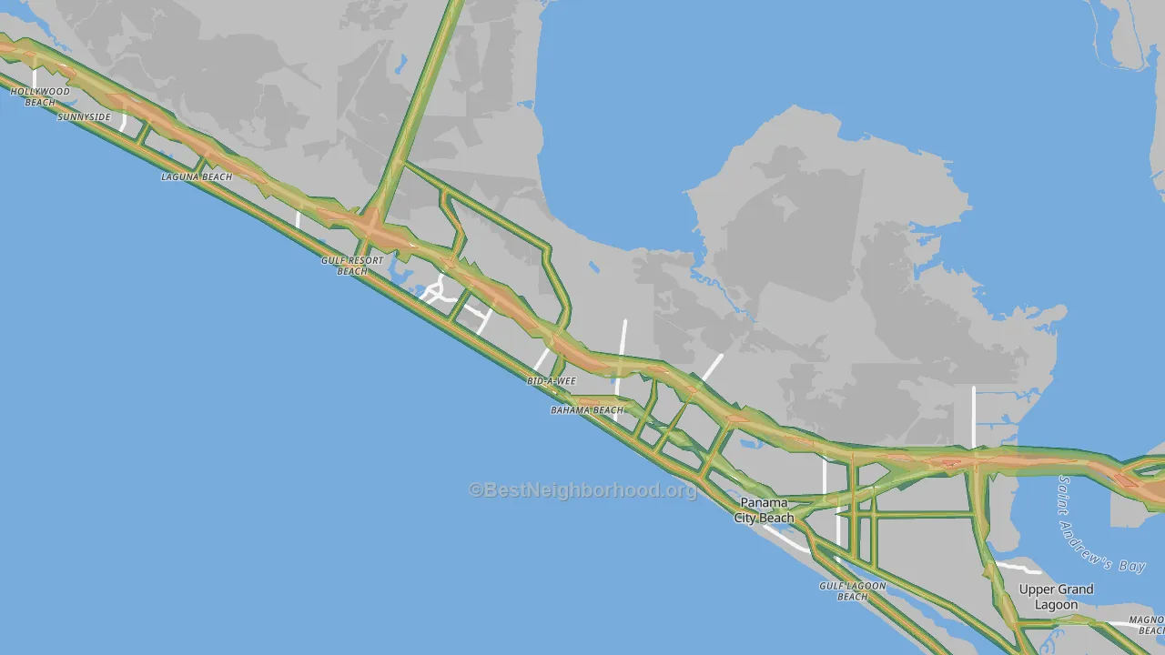 Panama City Beach, FL Map of Noise Levels in Panama City Beach