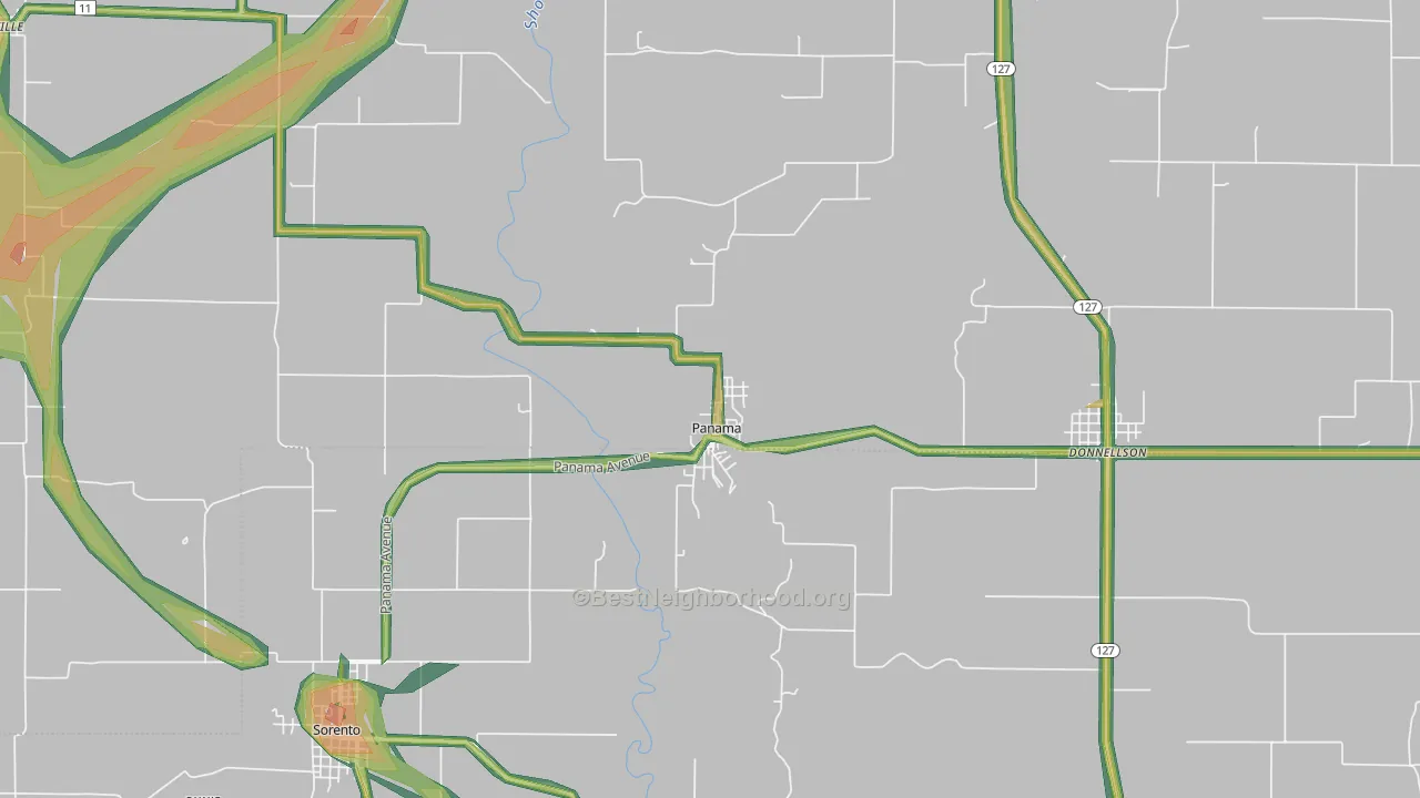 Panama, IL Map of Noise Levels in Panama