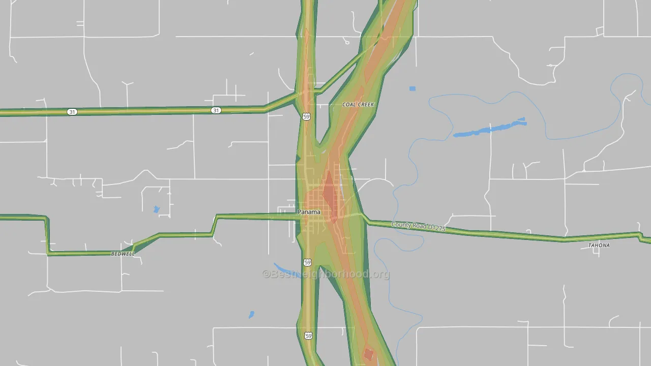 Panama, OK Map of Noise Levels in Panama
