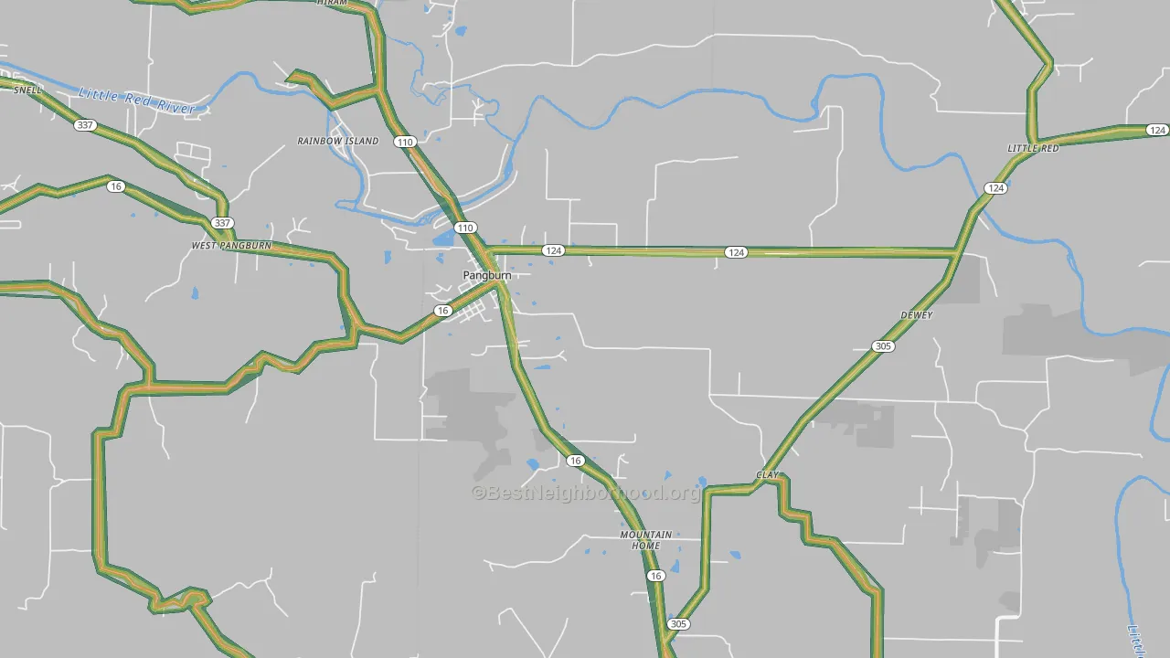 Pangburn, AR Map of Noise Levels in Pangburn