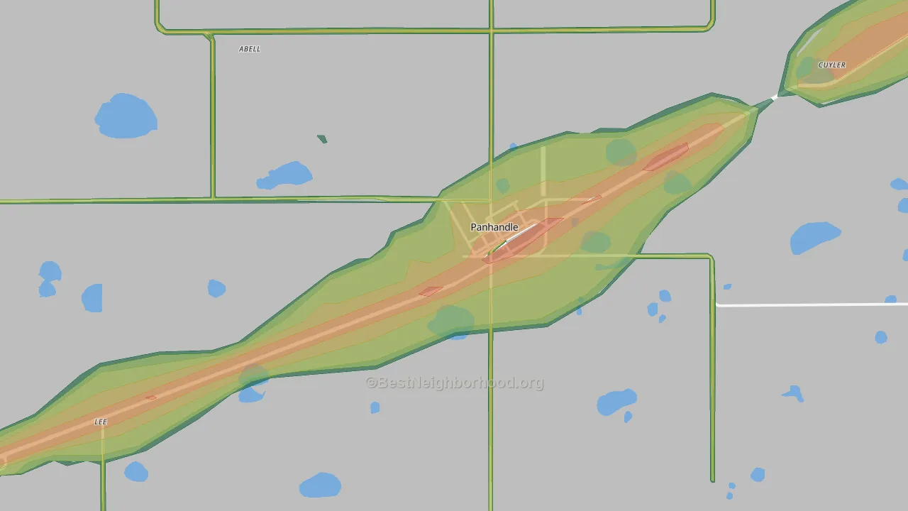 Panhandle, TX Map of Noise Levels in Panhandle