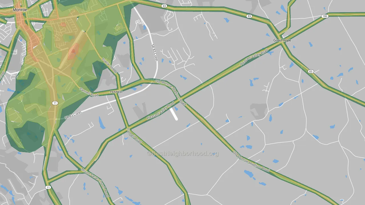Pannell, GA Map of Noise Levels in Pannell