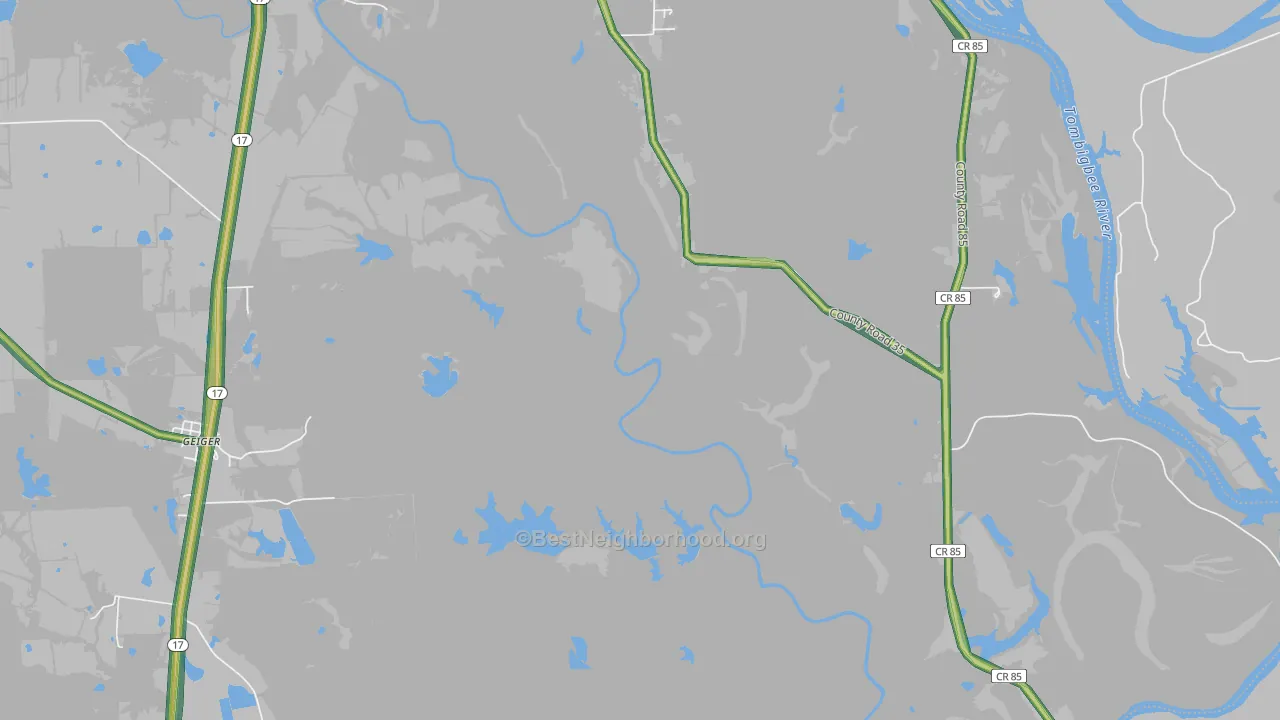 Panola, AL Map of Noise Levels in Panola