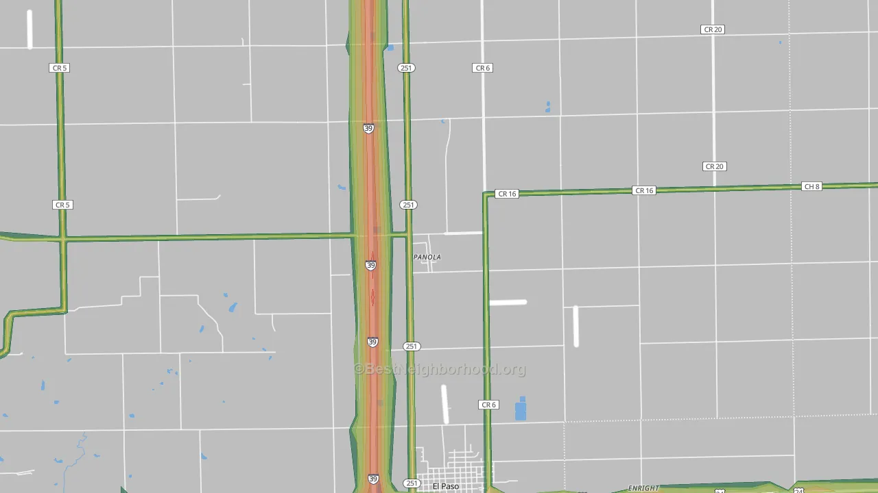 Panola, IL Map of Noise Levels in Panola