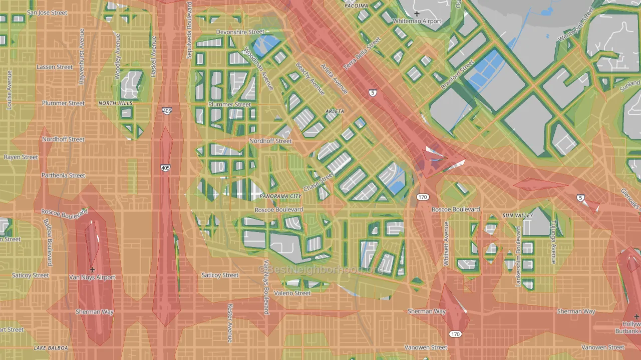 Panorama City, CA Map of Noise Levels in Panorama City
