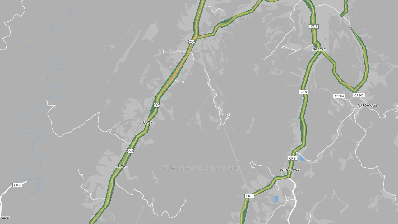 Pansy, WV Map of Noise Levels in Pansy