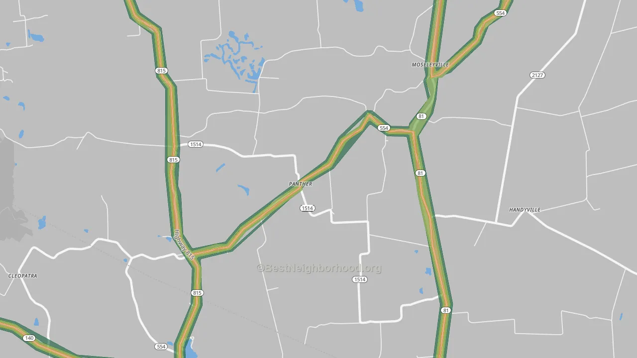 Panther, KY Map of Noise Levels in Panther