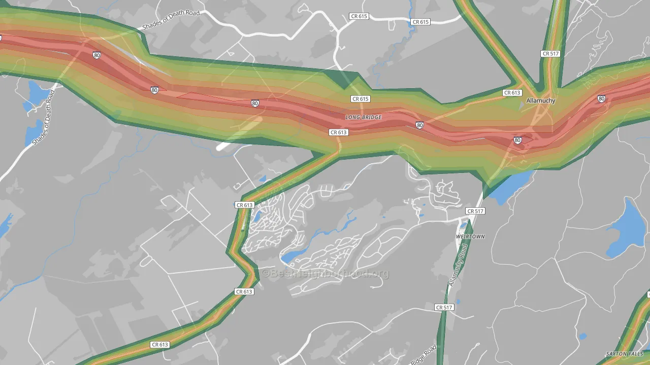 Panther Valley, NJ Map of Noise Levels in Panther Valley