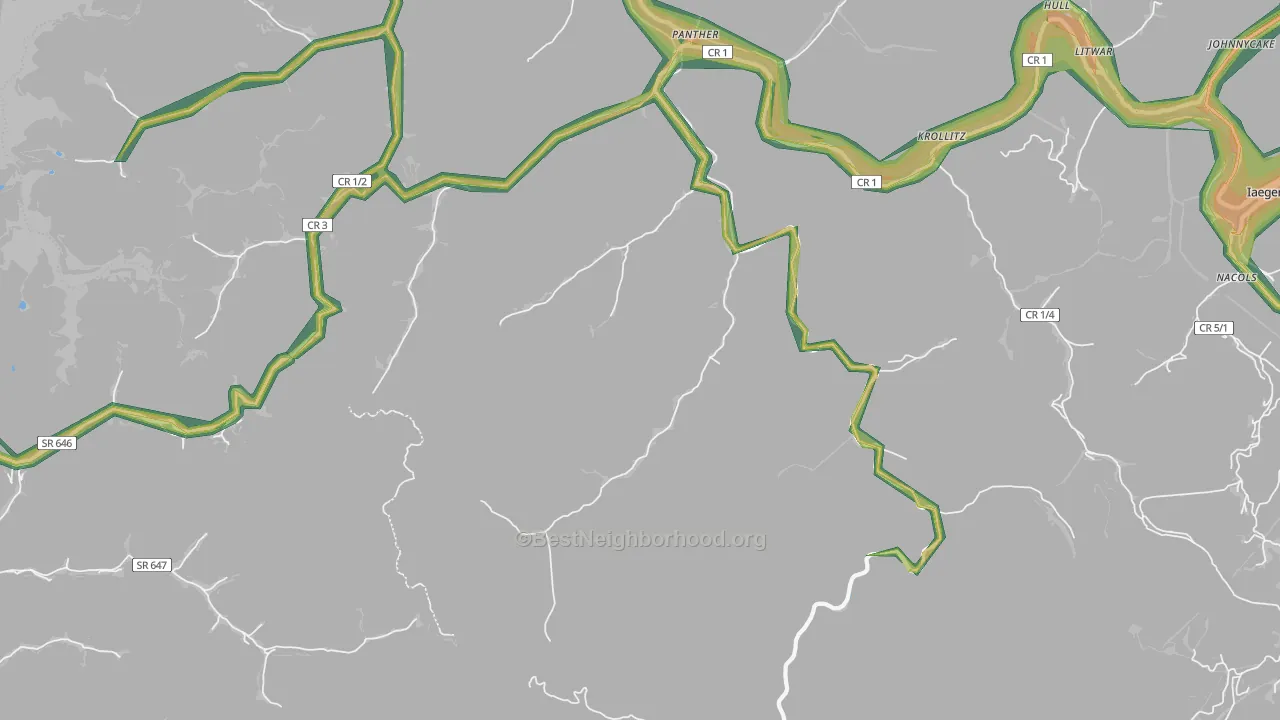 Panther, WV Map of Noise Levels in Panther