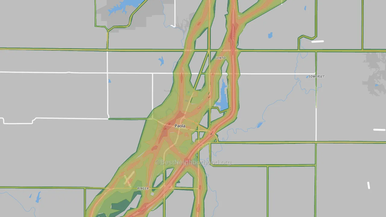 Paola, KS Map of Noise Levels in Paola