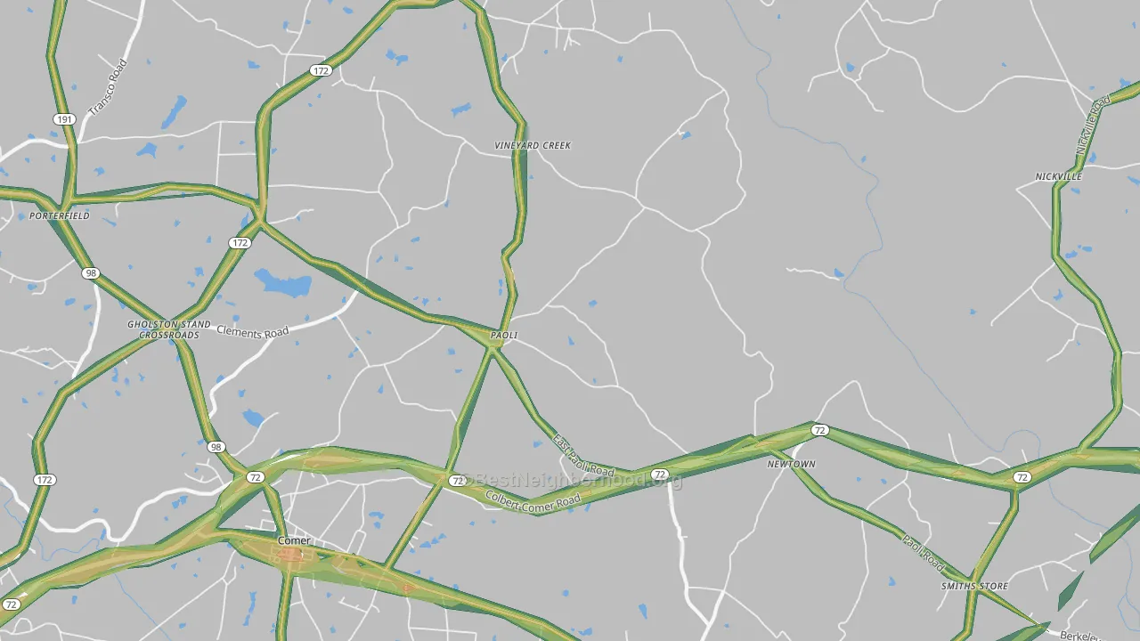 Paoli, GA Map of Noise Levels in Paoli