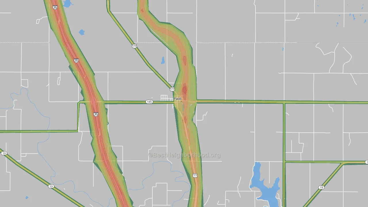 Paoli, OK Map of Noise Levels in Paoli