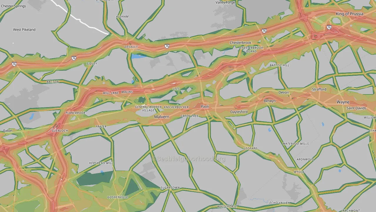 Paoli, PA Map of Noise Levels in Paoli