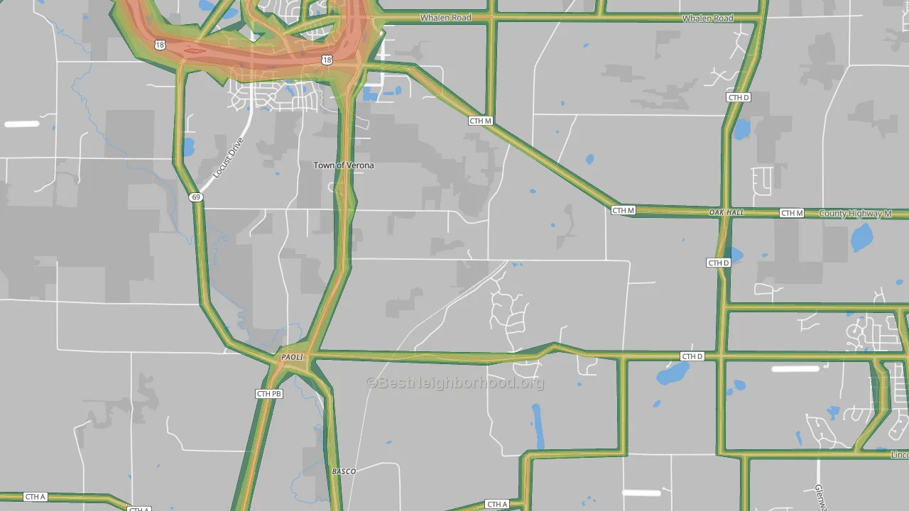 Paoli, WI Map of Noise Levels in Paoli