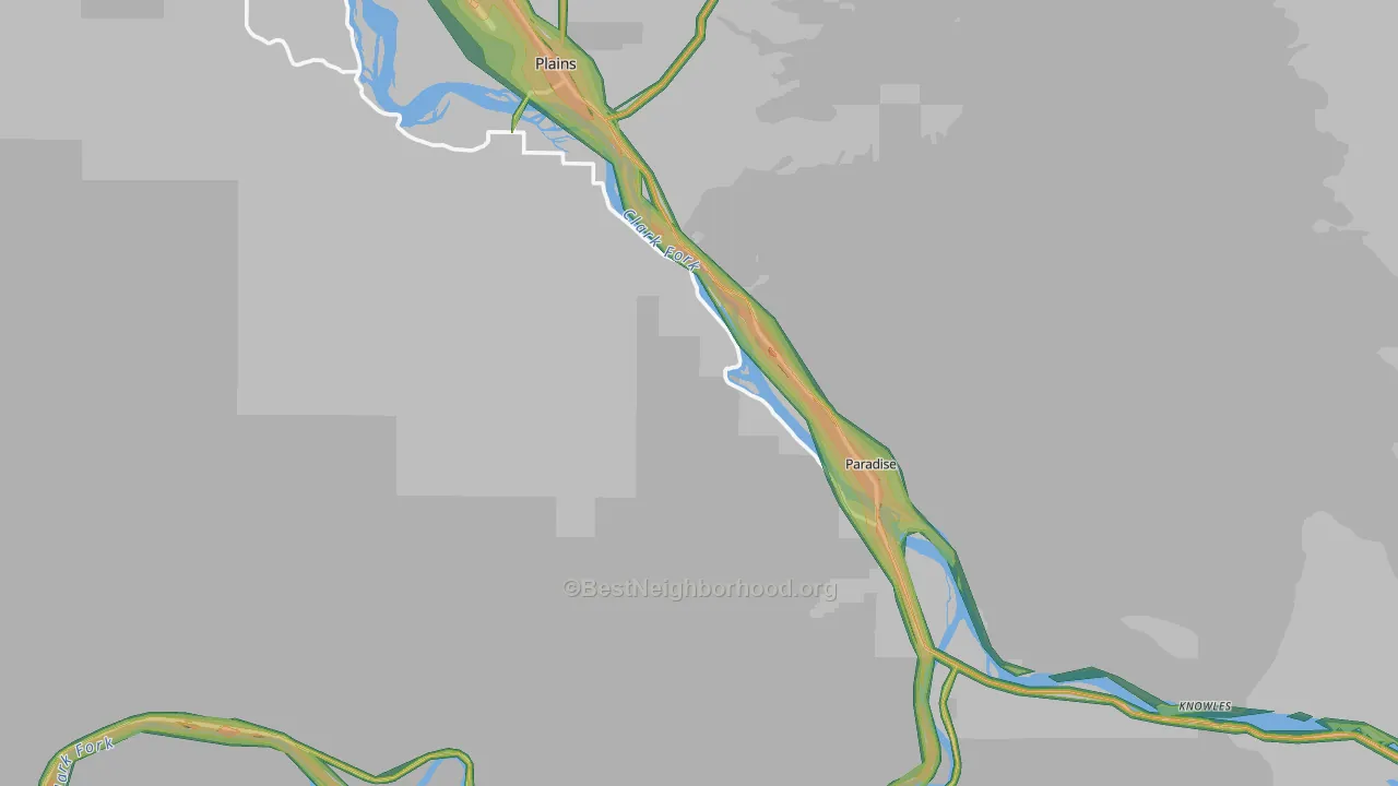 Paradise, MT Map of Noise Levels in Paradise