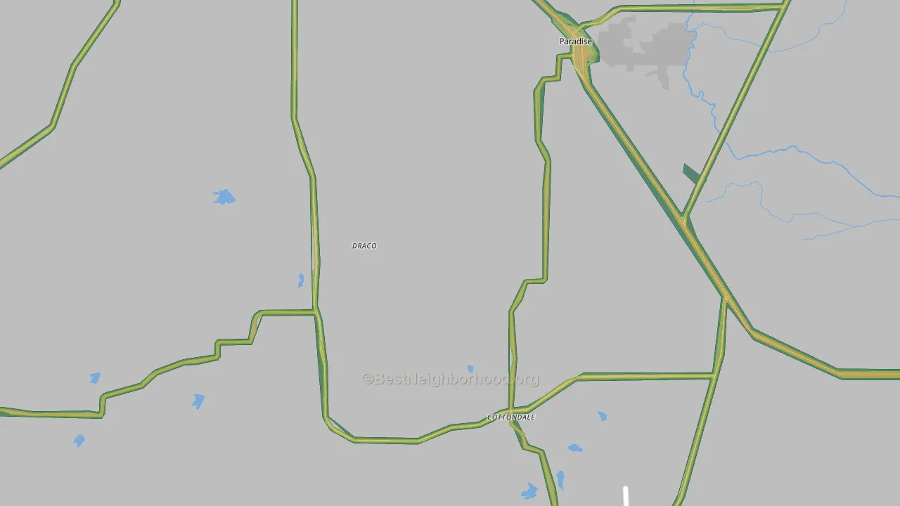 Paradise, TX Map of Noise Levels in Paradise