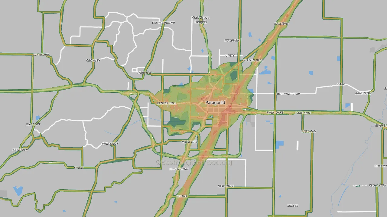 Paragould, AR Map of Noise Levels in Paragould