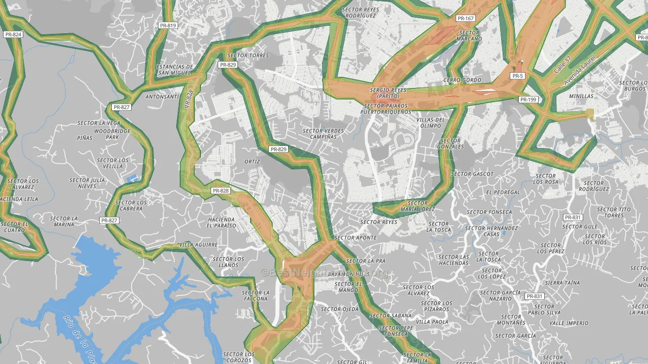 Parcelas van Scoy, Bayamon, PR Map of Noise Levels in Parcelas van Scoy