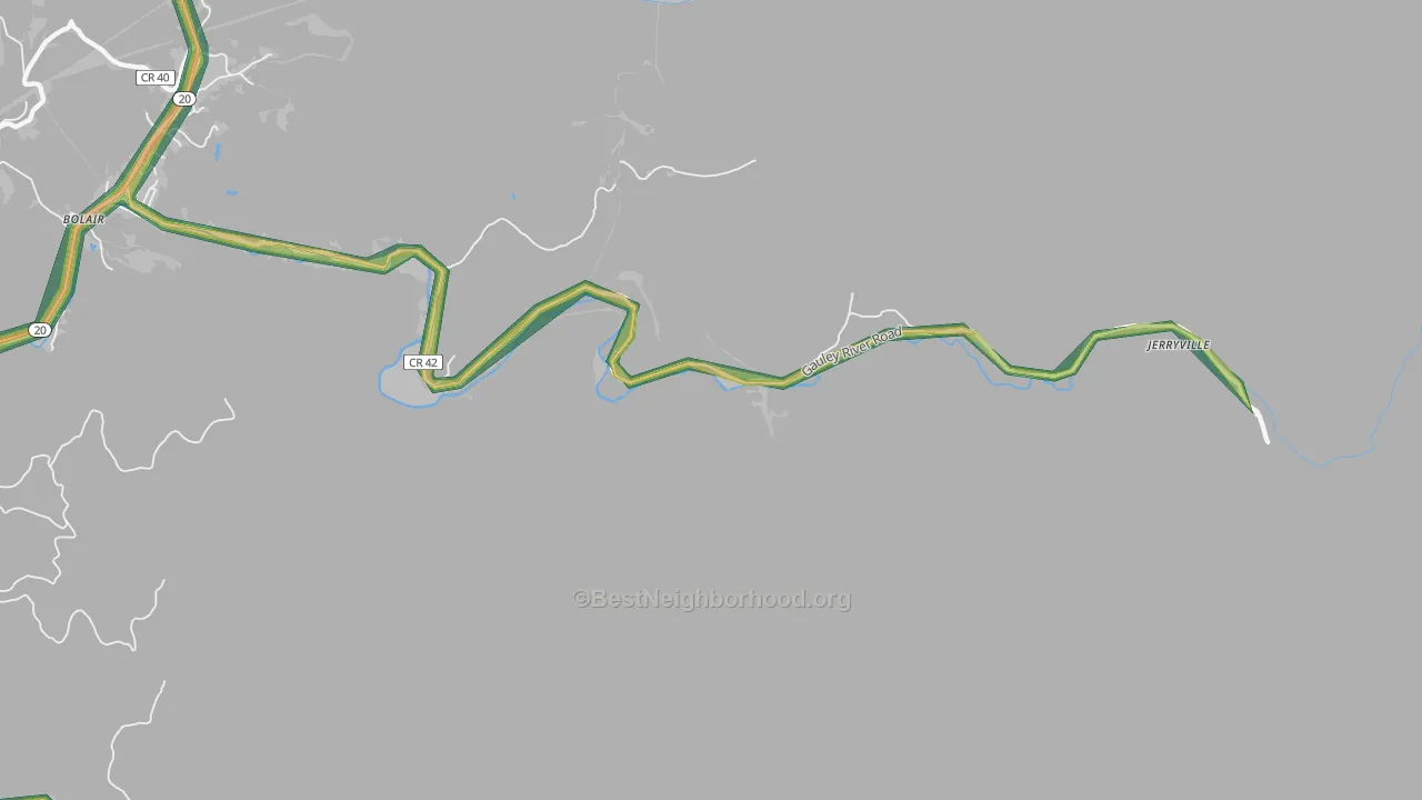Parcoal, WV Map of Noise Levels in Parcoal