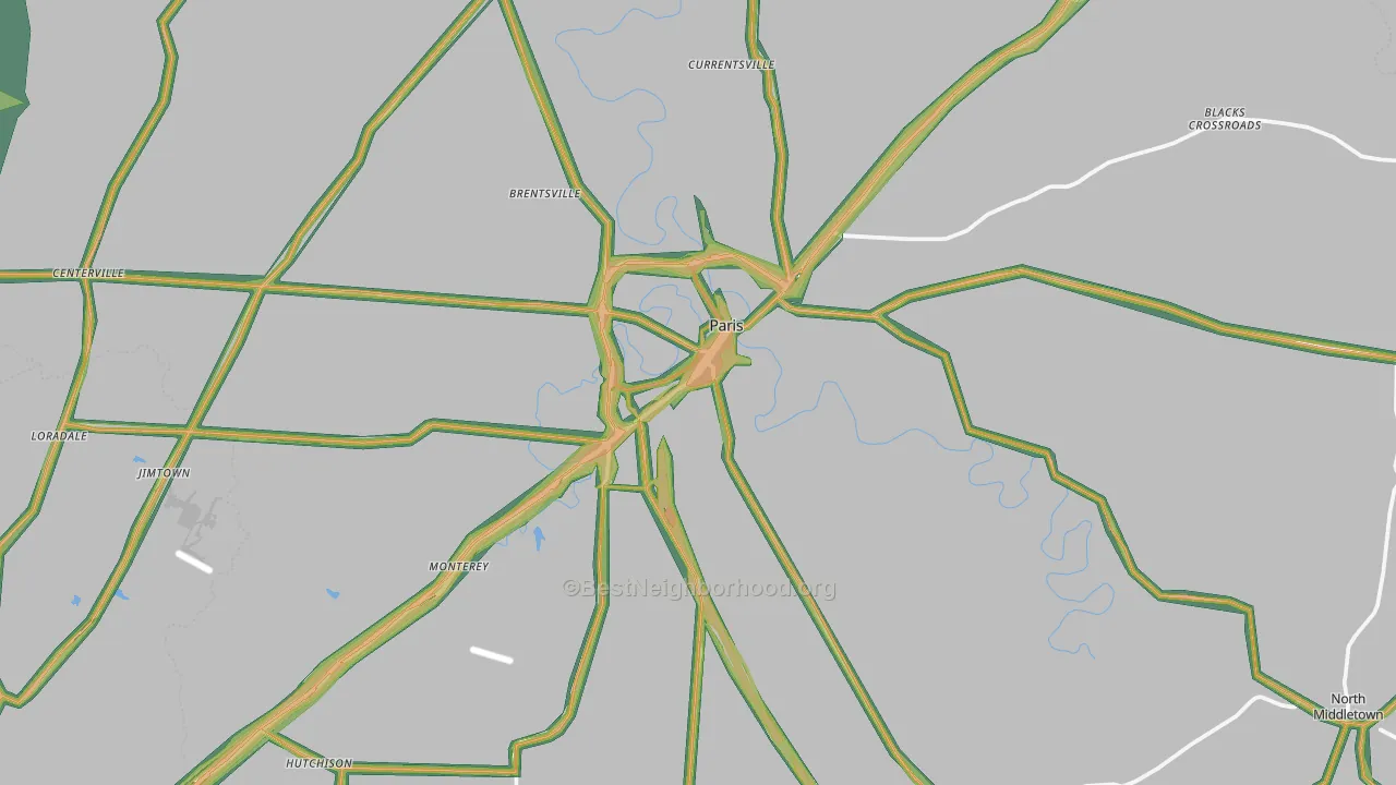 Paris, KY Map of Noise Levels in Paris