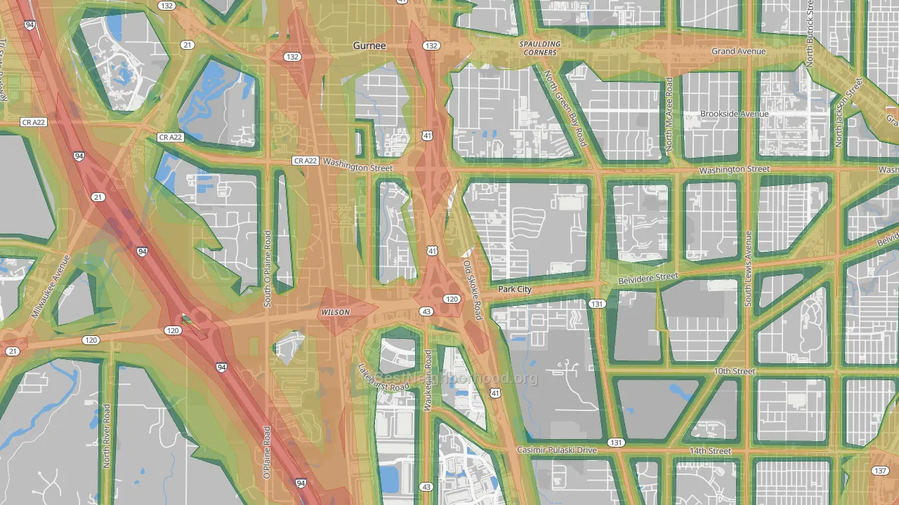 Park City, IL Map of Noise Levels in Park City
