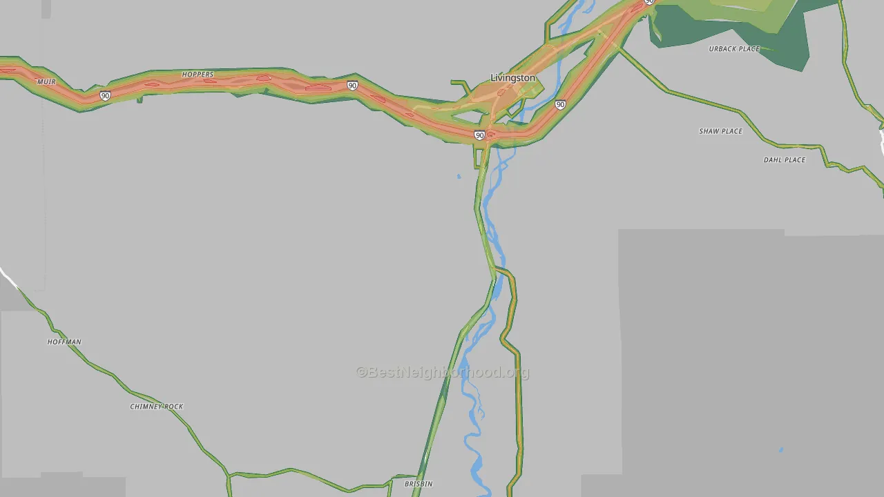 Park County, MT Map of Noise Levels in Park County
