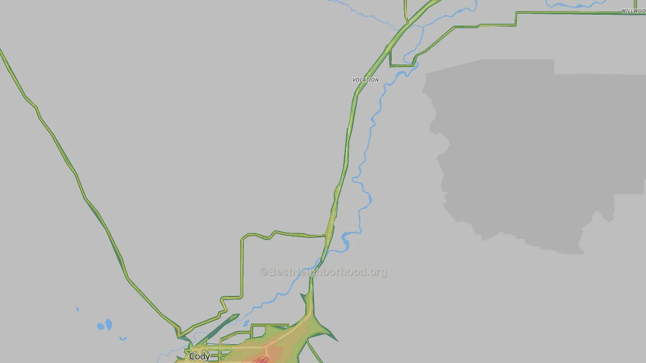 Park County, WY Map of Noise Levels in Park County