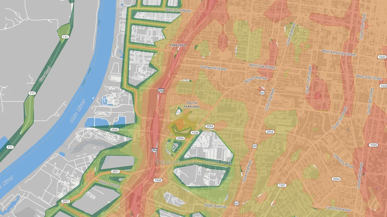 Park Duvalle, Louisville, KY Map of Noise Levels in Park Duvalle