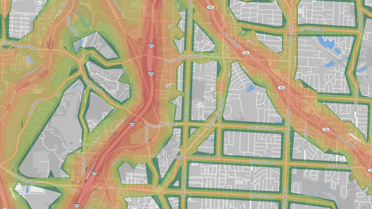 Park Farms, Kansas City, MO Map of Noise Levels in Park Farms