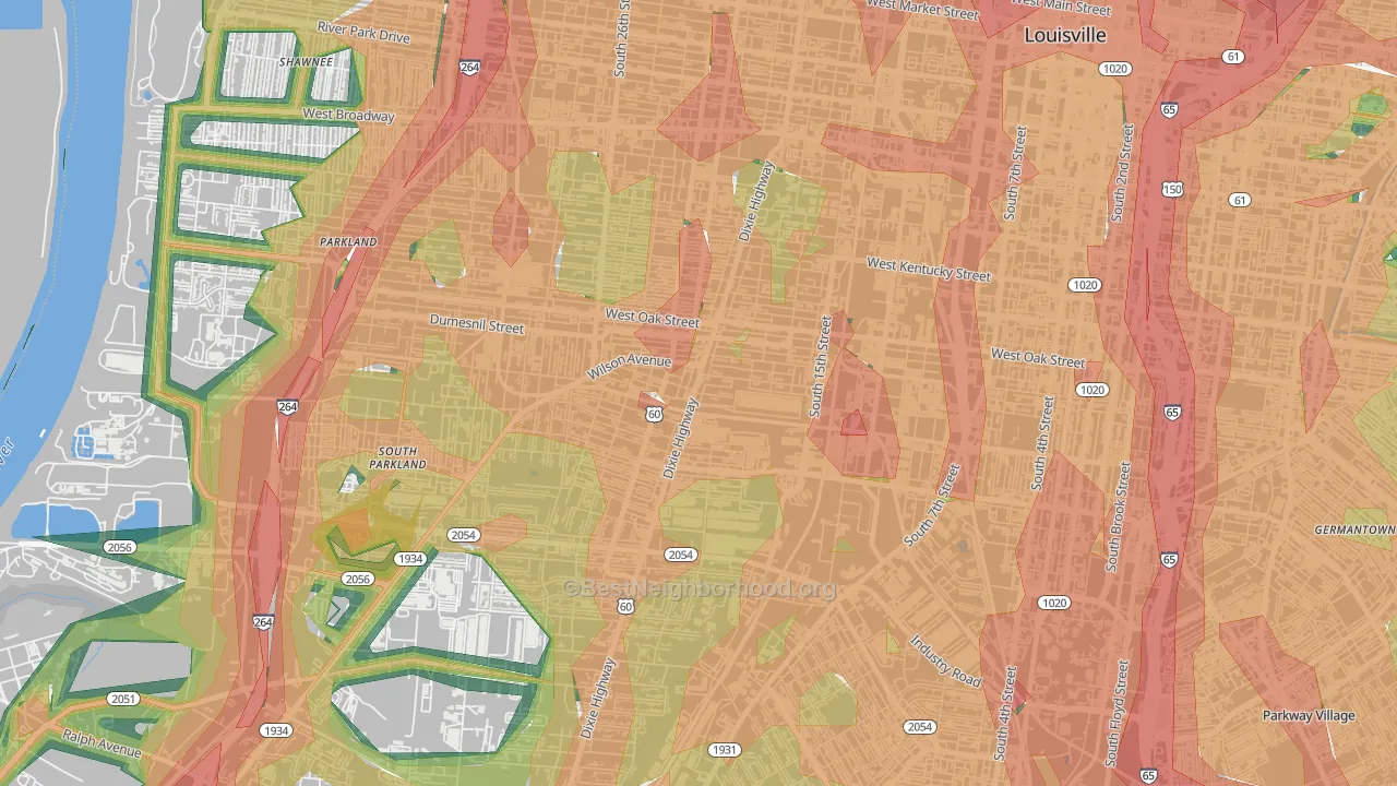Park Hill, Louisville, KY Map of Noise Levels in Park Hill