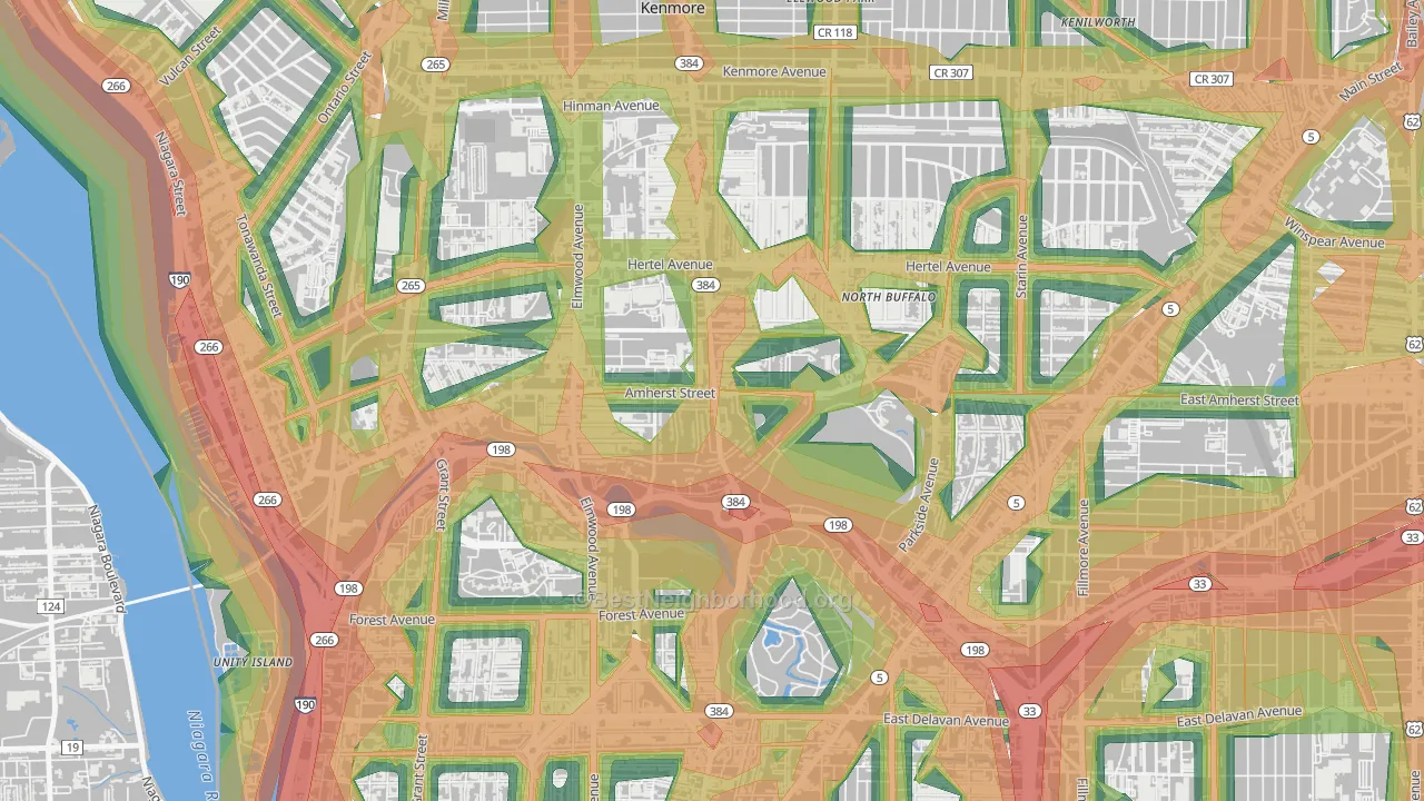 Park Meadow, Buffalo, NY Map of Noise Levels in Park Meadow
